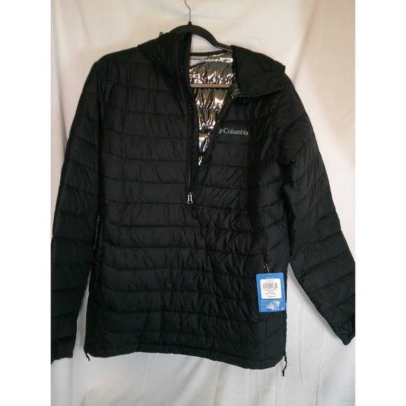 Columbia Powder Lite Anorak Mens Puffer Jacket 1/4 Z Black S $190 NWT DISC‎ SHIP